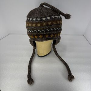Everest Designs Toboggan Adult Wool Blue Brown Fair Isle Fleece Lined Winter Hat
